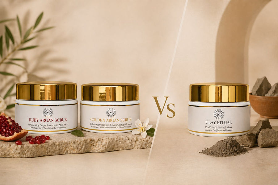 Difference between Argan scrub or Ghassoul mask